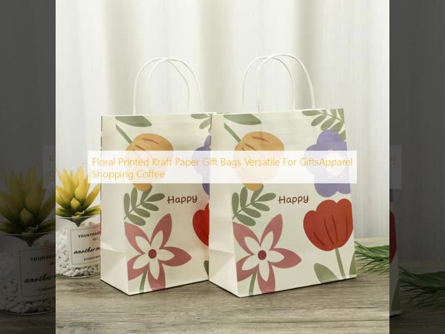 Floral Printed Kraft Paper Gift Bags Versatile For GiftsApparel Shopping  Coffee