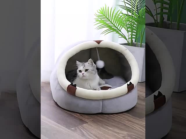 Semi Enclosed Bed For Cats Sleeping Warm Winter Cat Sleeping House Recyclable Pet Nest