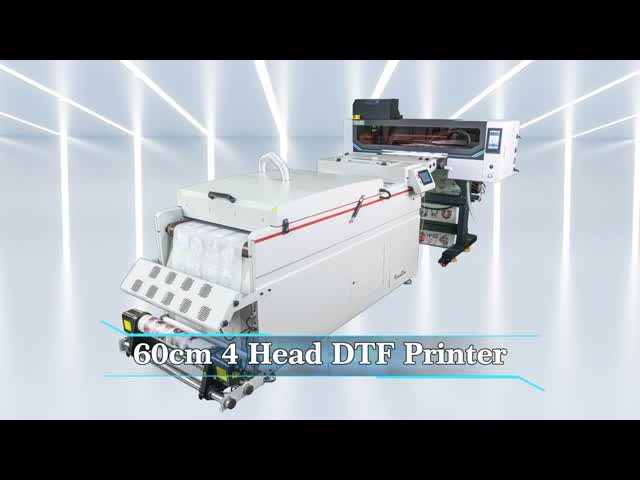New 24 Inch DTF Printer Four I3200 Roll To Roll Pet Film DTF Printing Machine With 60cm DTF Powder Shaker