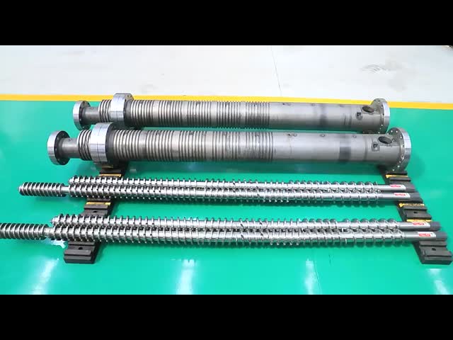 Customized Screw and Barrel Parallel Twin Screw Barrel precision products injection molding machine screw  for Pe/pp Pelleting Extruder video