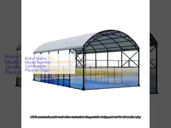 High Quality Indoor Outdoor Panoramic Padel Tennis Court Roof Supplier Customized Removable Padel Tennis Court