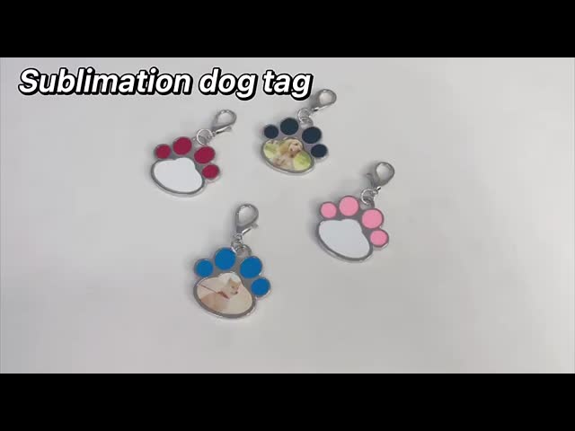 Diy Printing Pets Sublimation Dog Name Id Tags Pendant Zinc Alloy Paw Shaped Sublimation Dog Tags