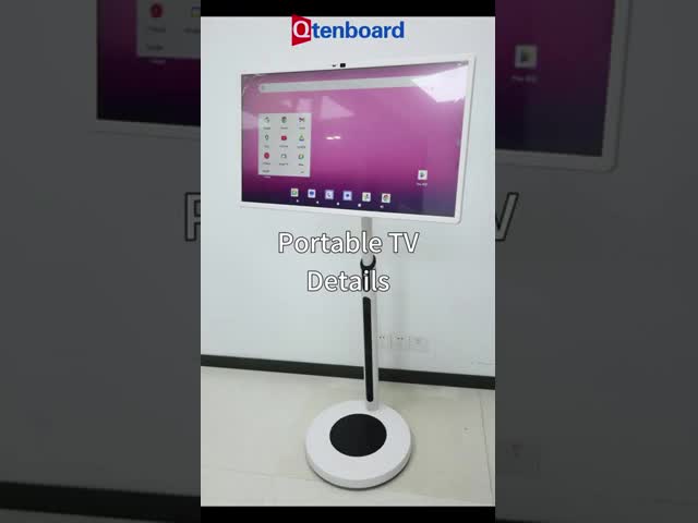 Qtenboard ホワイト 6GB+128GB モバイル充電タッチスクリーン ミニ アンドロイド バッテリー内蔵 スピーカー付き ポータブルテレビ