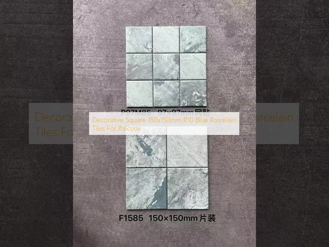 Decorative Square 150x150mm R10 Blue Porcelain Tiles For Balcony