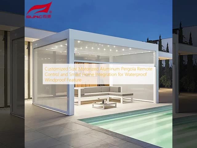 Customized Size Motorized Aluminum Pergola Remote Control and Smart Home Integration for Waterproof Windproof Feature