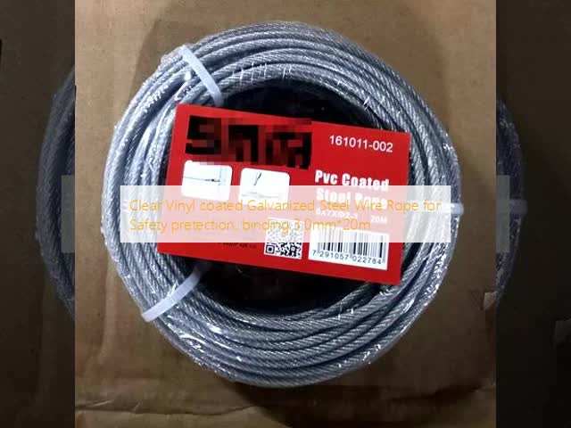 Clear Vinyl Coated Galvanized Steel Wire Rope with 3.0mm Diameter and 350 kgs Breaking Strength for Safety Protection