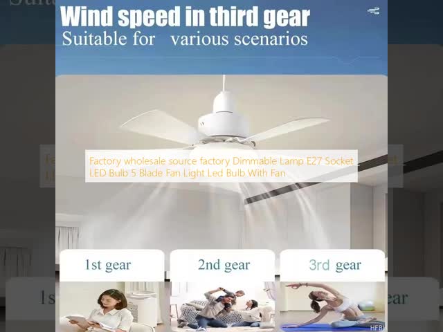 wholesale    Dimmable Lamp E27 Socket LED Bulb 5 Blade Fan Light Led Bulb With Fan