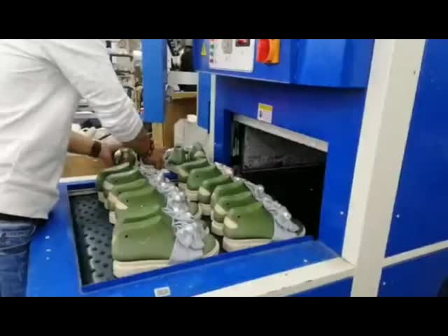 Fully Automatic High Efficiency PVC Belt Feeding Chiller Machine Sneaker Sport Shoe Children Shoe Chilling Shaping Colling Machine video