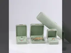 Octagonal light green Velvet Jewelry Box customizable flip Jewellery Box With Golden patch
