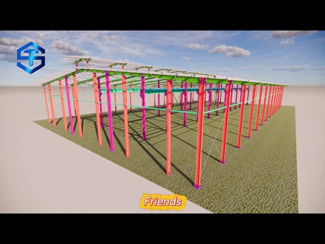 Prefabricated Modern Metal Frame Building Construction For Industrial Warehouses Office House