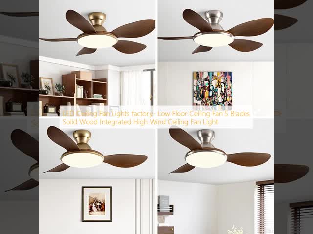 wholesale   LED Ceiling Fan Lights factory- Low Floor Ceiling Fan 5 Blades Solid Wood Integrated High Wind Ceiling Fan Light