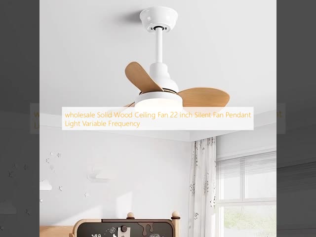 wholesale  Solid Wood Ceiling Fan 22 inch Silent Fan Pendant Light Variable Frequency