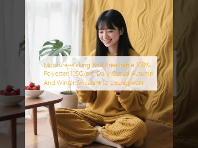Breathable Moisture Wicking Fabrics Casual Polyester Sweatshirt Fabric 105GSM