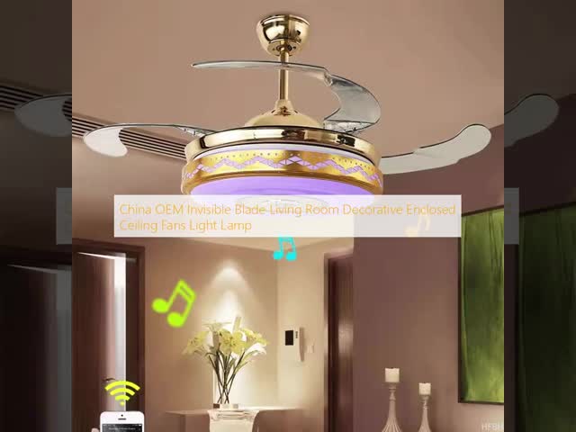 Manufactory China OEM Invisible Blade Living Room Decorative Enclosed Ceiling Fans Light Lamp