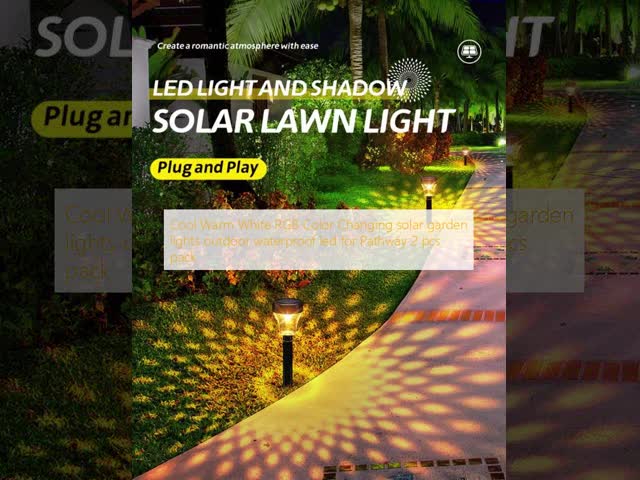 Cool Warm White RGB Color Changing solar garden lights outdoor waterproof led for Pathway 2 pcs pack