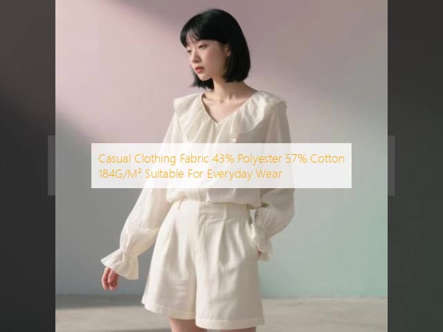 Soft Polyester Pants Fabric Breathable 43% Polyester 57% Cotton Fabrics 184GSM