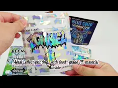 Die Cut Cali 3.5g 7g 14g 28g Mylar Bagsfor Gummies Chewing Gum Holographic Smell Proof Ziplock Bags