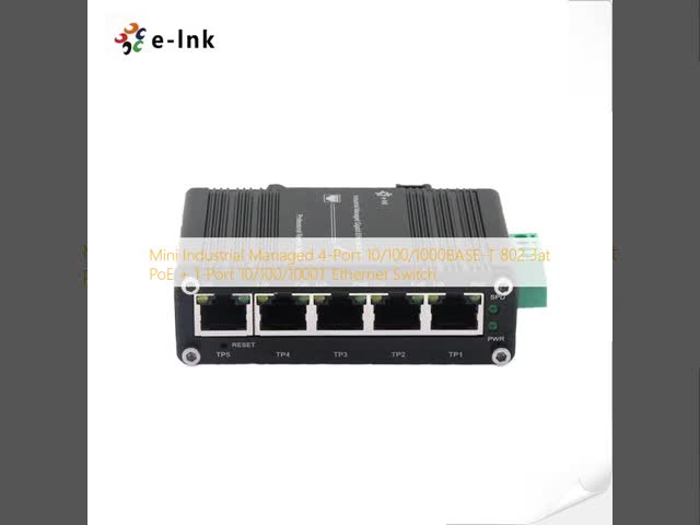 Mini Industrial Managed 4-Port 10/100/1000BASE-T 802.3at PoE + 1-Port 10/100/1000T Ethernet Switch