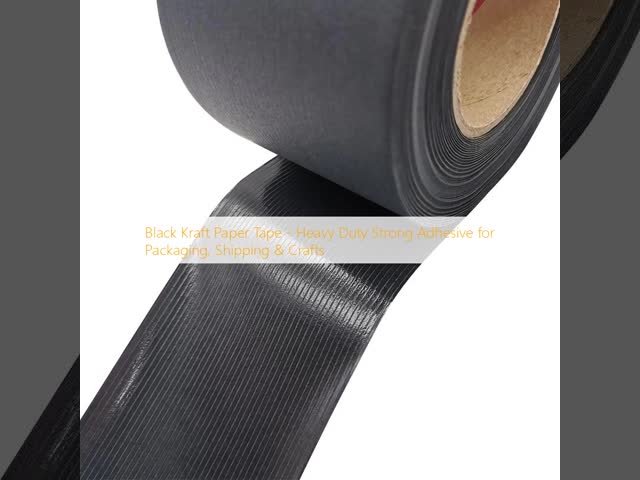 Black Kraft Paper Tape - Heavy Duty Strong Adhesive for Packaging, Shipping & Crafts
