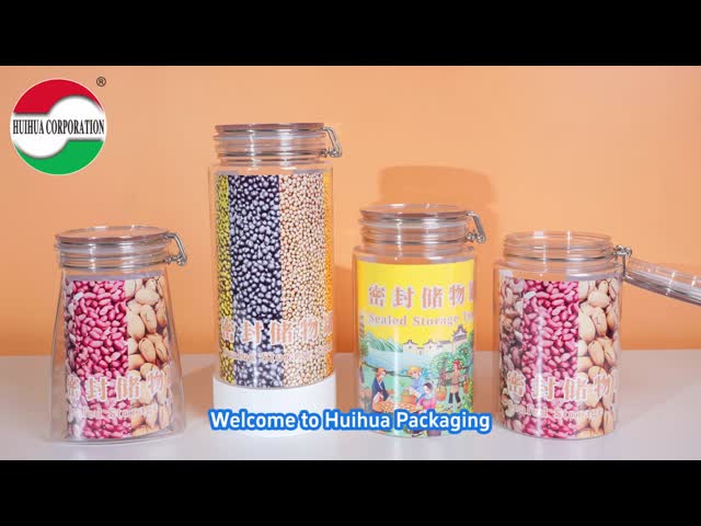 Food Grade PET Sealed Storage Jar Clear Plastic Cylinder For Dried Food Tangerine Peel Tea Nuts