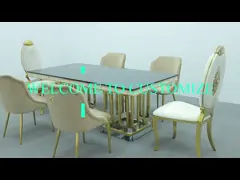 銀製150X90X75贅沢な慰めのダイニング テーブル6のSeaterの緩和されたガラス上