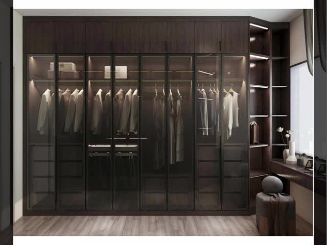 Custom Modern Wood Cabinets & Wardrobes with Stainless Steel Hardware