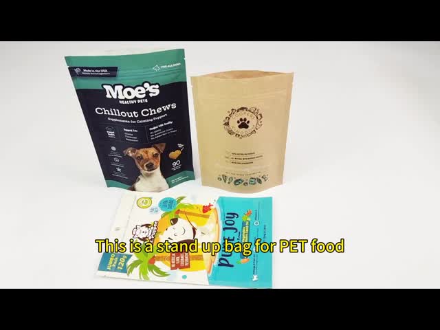 Custom Resealable Stand Up Pet Food Packaging Bags with Zipper