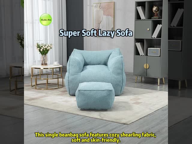 Ergonomic Compression Vacuum Packed Sofa Blue Microfiber Slipcovered