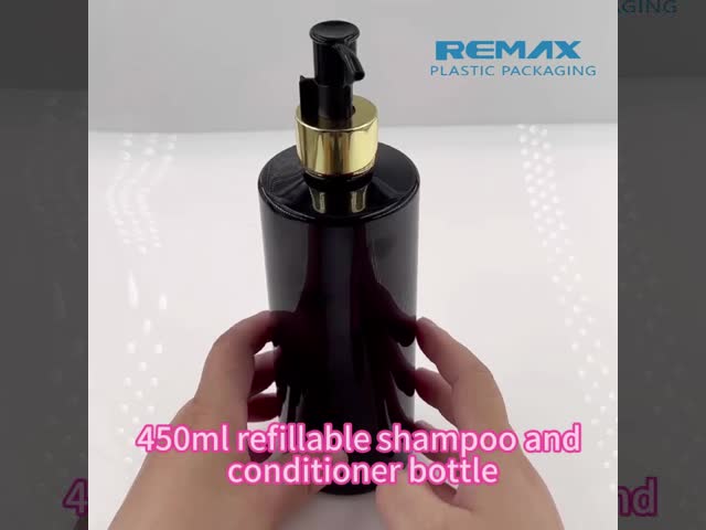 450ml Black PET Pump Bottle – For Shampoo & Body Wash, Elegant Flat Shoulder Design