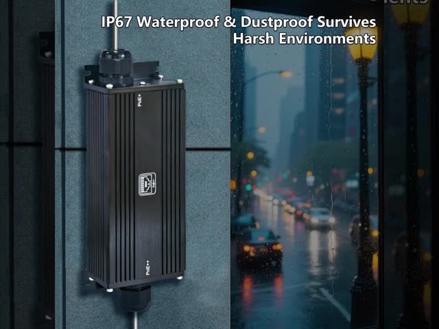 IP67 Waterproof Industrial Gigabit PoE Extender (1 x Input 3 x Output) All ports support IEEE 802.3af/at/bt standards 