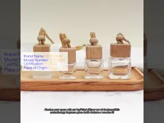 China Transparent Glass Car Perfume Bottle With Colorful Wooden Lid And String supplier