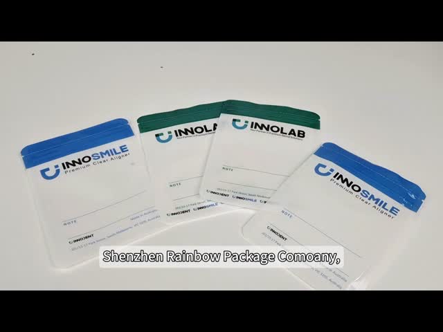 Customizable White Zipper Bag for Dental Teeth Clear Aligners Packaging One Side Clear with Heat Sealing and Logo Alignment