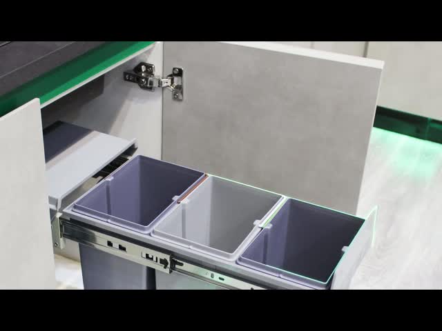Pull Out Kitchen Dustbin Sliding Double Bin Trash Can 400mm 300mm