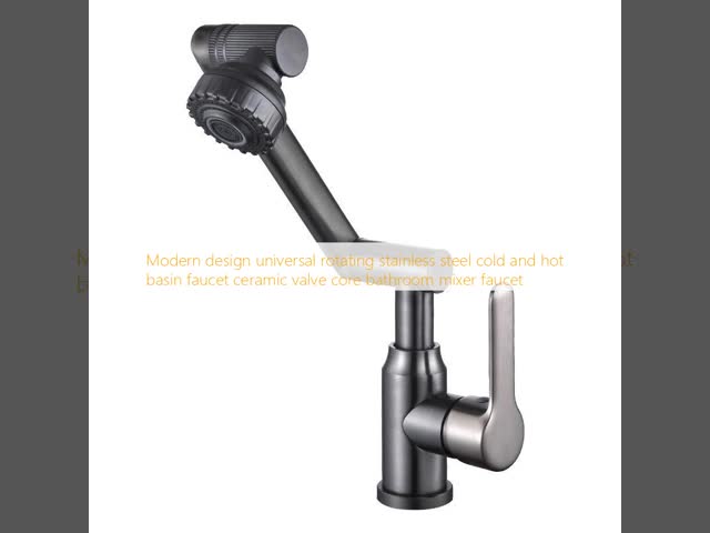Modern design universal rotating stainless steel cold and hot basin faucet ceramic valve core bathroom mixer faucet