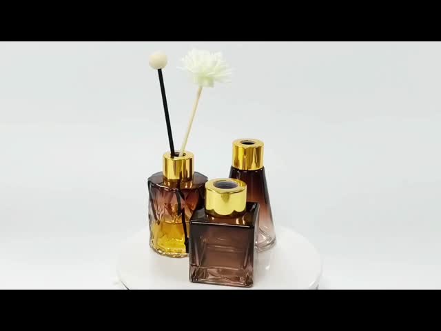 Cone Shaped Amber Gradient Color Glass Aromatherapy Bottle Screw Cap