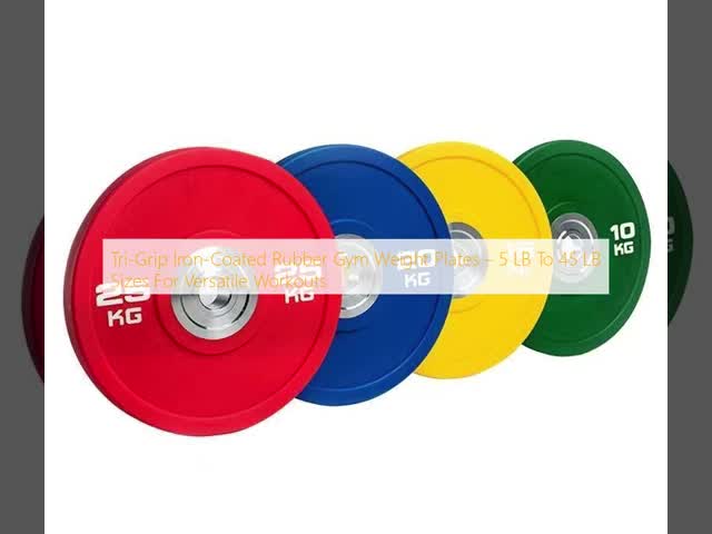 Iron Coated Rubber Gym Weight Plates 5 LB 10 LB 25 LB 35 LB 45 LB Tri Grip Weight Plates