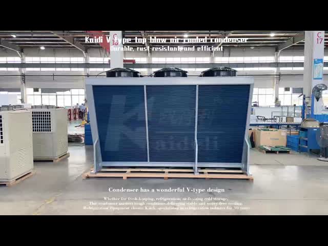 V-shaped top blow air condenser