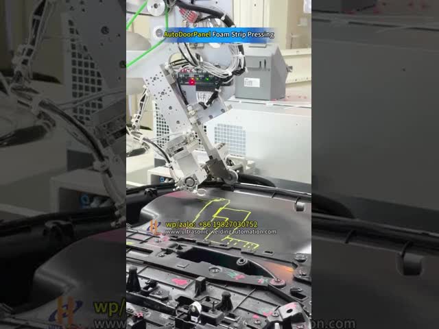 Car Door Panel Assembly Line：pressing sponge strips → Hot riveting welding → Screw tightening