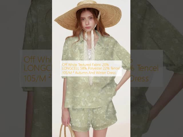 105GSM Autumn Winter Dress Fabric Off White Textured Dress Fabric 20% LONGCELL 58% polyester 22% Tencel