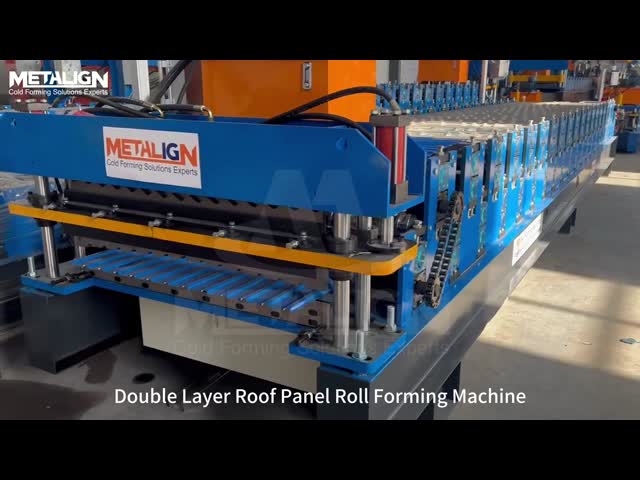 Double-Layer Roofing Roll Forming Machine for Corrugated and Great Wall Style Roof Panels with PLC Control video