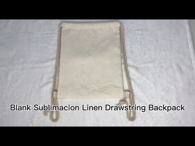 Custom Sublimation Linen Drawstring Backpack 40*30cm Promotional Drawstring Bag
