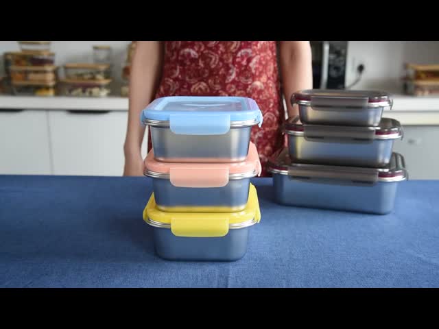 IKOO BPA Free Airtight Stainless Steel Food Storage Container with Multiple Sizes and Leak-proof PP Lid