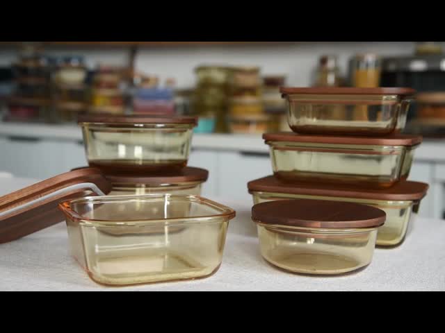 High Borosilicate Glass Food Container with Multiple Capacities and Temperature Resistant Eco Acacia Wood Lid