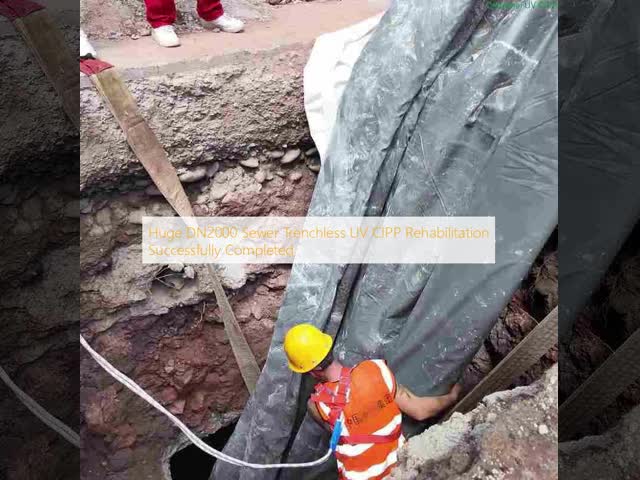 DN2000 UV CIPP Liner for Trenchless Pipeline Rehabilitation with 16mm Thickness and 45m Length