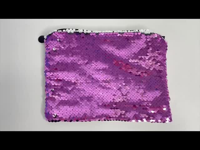 Blank Flip Sequin Sublimation Make Up Bag Custom Logo Reversible Bling Glitter Sublimation Cosmetic Bag