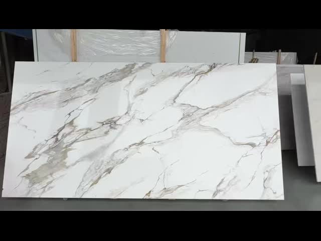 OLK1003G Calacatta Gold New Collection Vain To Full Body Printed Quartz Stone Hd Inkjet Print Technology Slab