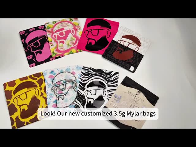 Custom Printed 3.5g-28g Resealable Smell Proof Mylar Food Bags