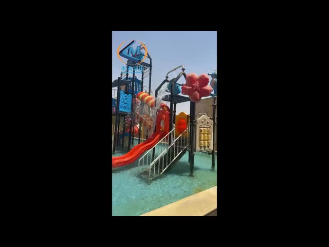 Plastic Material Water Playground with 5x4.5m Dimension and Hot Dipped Galvanized Steel Structure for Kids