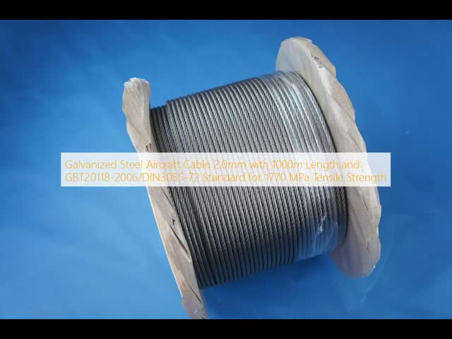 Galvanized Steel Aircraft Cable 1.8mm Diameter 2000m Length for Safety Protection and Binding with GBT20118-2006/DIN3055-72 Standard and 1770 MPa Tensile Strength