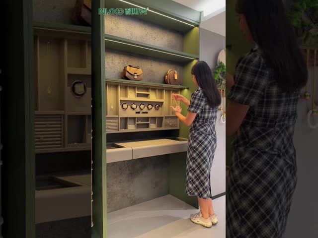 Electric Lift Up Jewerly Organizer Wardrobe Display Cabinet with Lighting